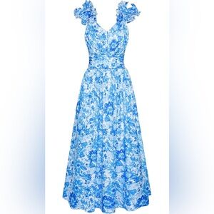 NWT Grace Karin blue floral midi sundress, size small